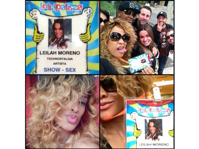 Leilah Moreno postou no Facebook sequência de fotos com DJ Marky e a credencial para sua apresentação no Lollapalooza