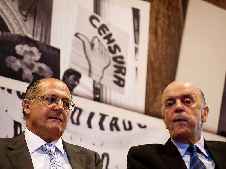 O governador de São Paulo, Geraldo Alckmin (PSDB), foi ao evento na companhia do também tucanao José Serra