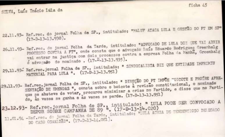Em 1993, os movimentos de Lula na política nacional são destacados pelos investigadores