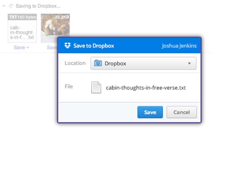 Usuário também pode baixar anexo do e-mail e salvá-lo na pasta do Dropbox