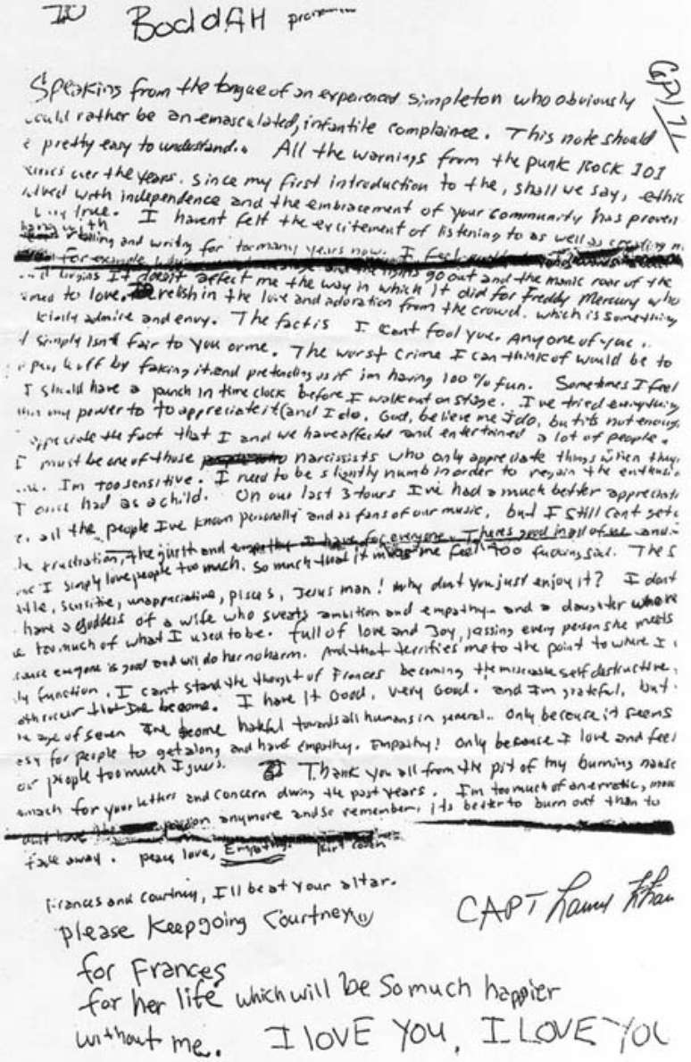 Kurt Cobain, l&iacute;der do Nirvana e &iacute;cone do rock nos anos 90, tirou sua pr&oacute;pria vida com um tiro no dia 5 de abril de 1994, h&aacute; dezenove anos.