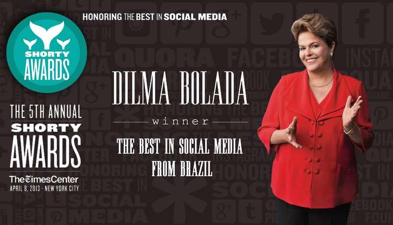 Dilma Bolada postou no Facebook o selo de vencedora como Melhor Mídias Sociais no Brasil