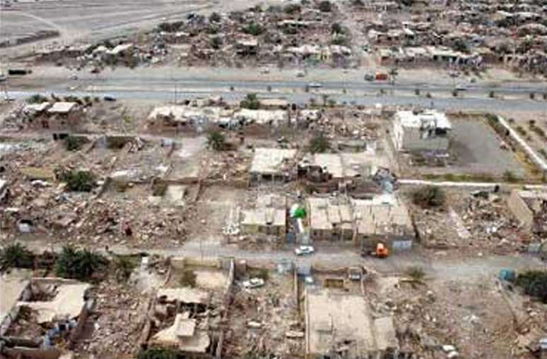 Frame de vídeo mostra área devastada na cidade de Bushehr