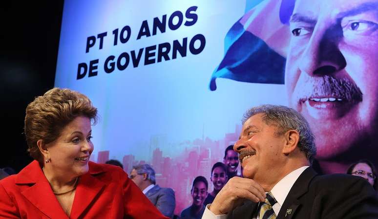 Dilma e Lula, no evento de comemoração dos 10 anos de governo federal do PT