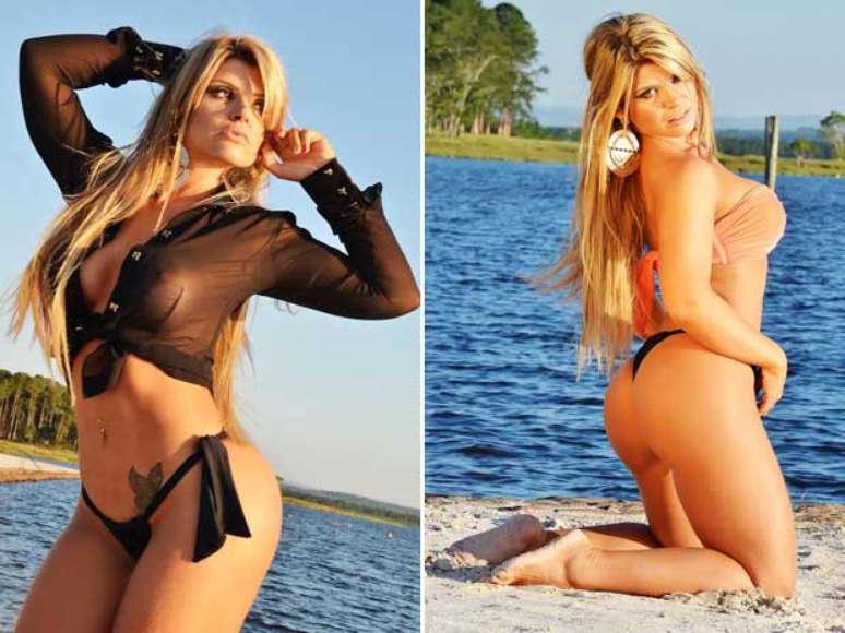 Vencedora da edi&ccedil;&atilde;o de 2012 do concurso Miss Bumbum, a modelo Carine Felizardo aproveitou seu &uacute;ltimo dia de f&eacute;rias para fazer um ensaio bastante sensual por sua conta em um resort na cidade de Rio Claro, interior de S&atilde;o Paulo. As imagens da loira, cujo bumbum &eacute; de 100 cm, foram divulgadas nesta sexta-feira (19)