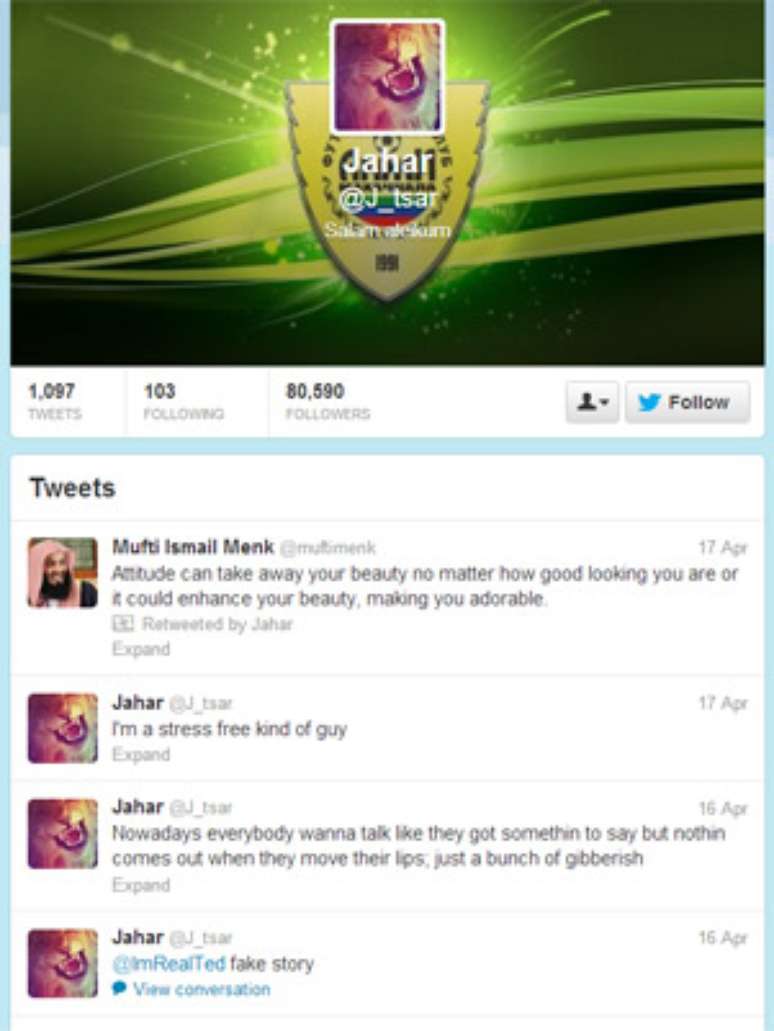 Página do Twitter atribuída a suspeito tem foto de tigre no avatar e símbolo de clube de futebol