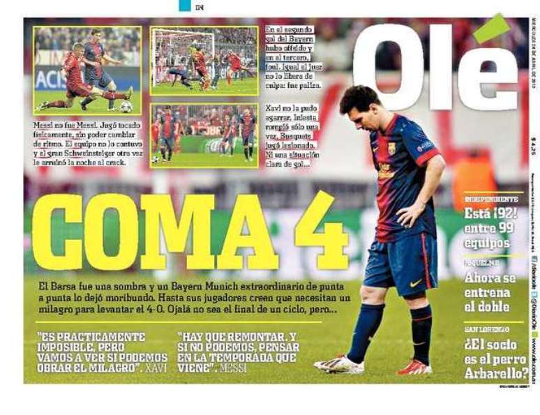<p>Tomara que não seja o fim do ciclo do Barcelona, publica diário <em>Olé</em></p>