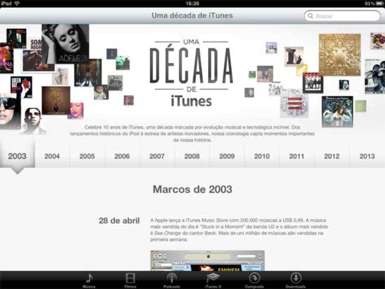 Apple celebra primeira década do iTunes com linha do tempo