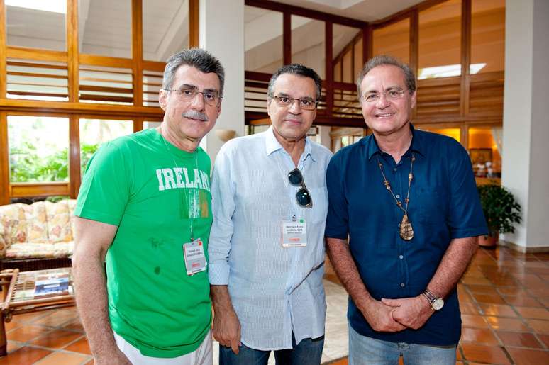 O senador Romero Jucá (PMDB-RR), o deputado e presidente da Câmara, Henrique Eduardo Alves (PMDB-RN), e o presidente do Congresso Nacional, senador Renan Calheiros, durante o 12º Fórum d e Comandatuba