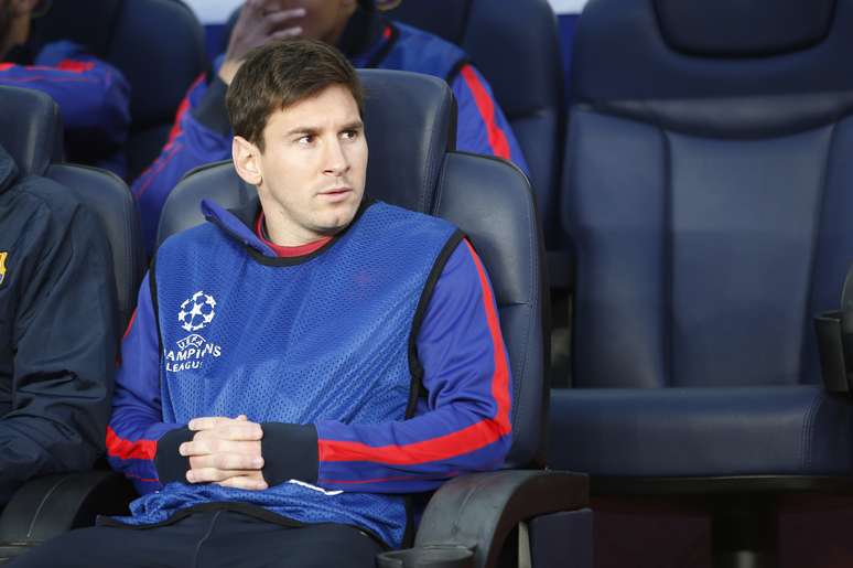 <p>Principal jogador do Barcelona, Lionel Messi ficou toda a partida no banco de reservas</p>