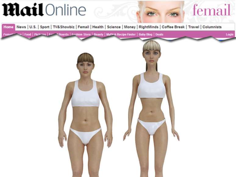 <p>A imagem estima que se Barbie fosse uma mulher de verdade, ela pesaria 50 kg e teria o IMC 16,24</p>