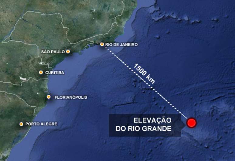 Elevação do Alto Rio Grande fica a cerca de 1,5 mil quilômetros da costa do Sudeste e seria parte da Plataforma Continental Brasileira, que se desprendeu e afundou com o movimento das placas tectônicas