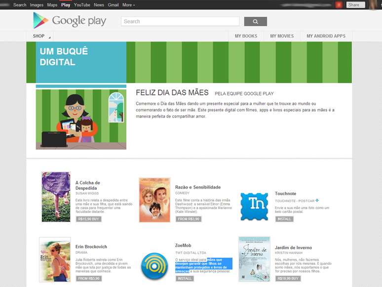 Google Play do Brasil começa a vender livros e filmes