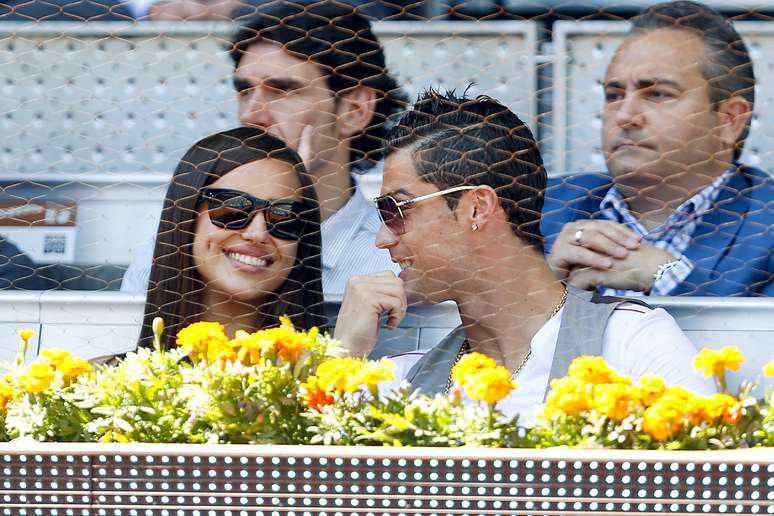 <p>Cristiano Ronaldo e a namorada, a modelo Irina Shayk, no jogo de Rafael Nadal e David Ferrer, no Marters 1000 de Madri, na última sexta-feira (11)</p>