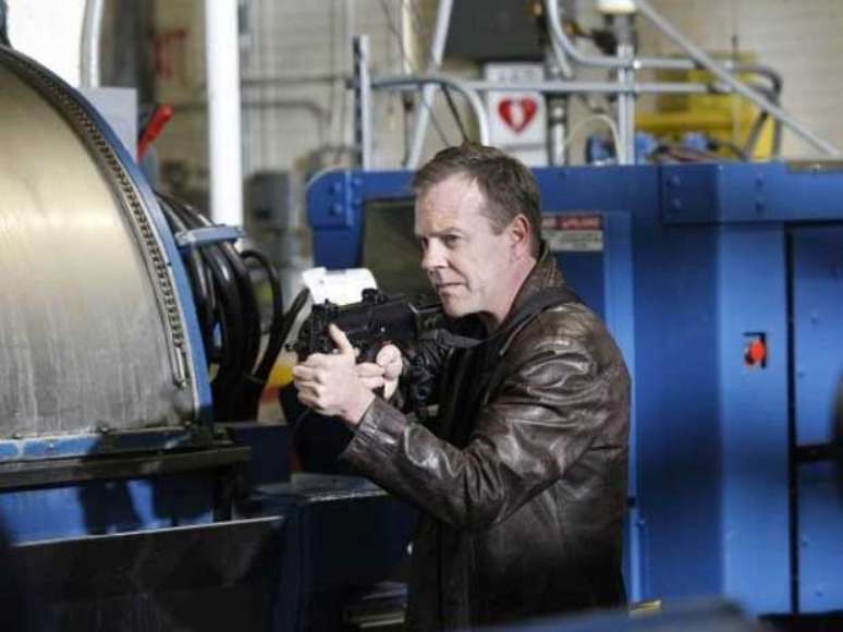 <p>O ator Kiefer Sutherland na pele de Jack Bauer, herói da série da 20th Century Fox</p>