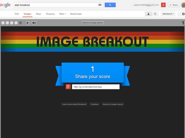 Game do Google Images que imita Atari Breakout permite compartilhar pontuação com os amigos