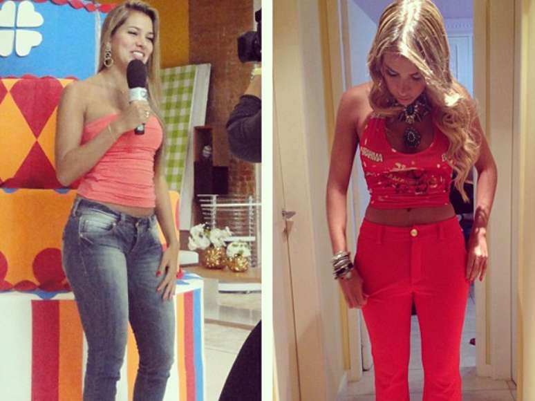 <p>Na montagem, a primeira foto &eacute; de 2011&nbsp;e a segunda mostra Adriana no carnaval deste ano</p>