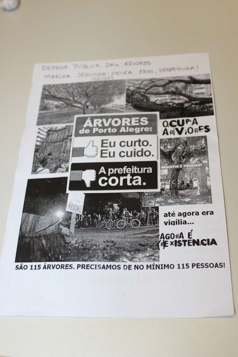 Panfleto que é distribuído pelos manifestantes pedindo apoio para a mobilização