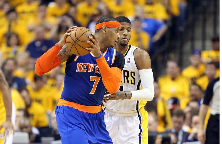 Carmelo Anthony contribuiu com 39 pontos para os Knicks, mas não impediu a eliminação