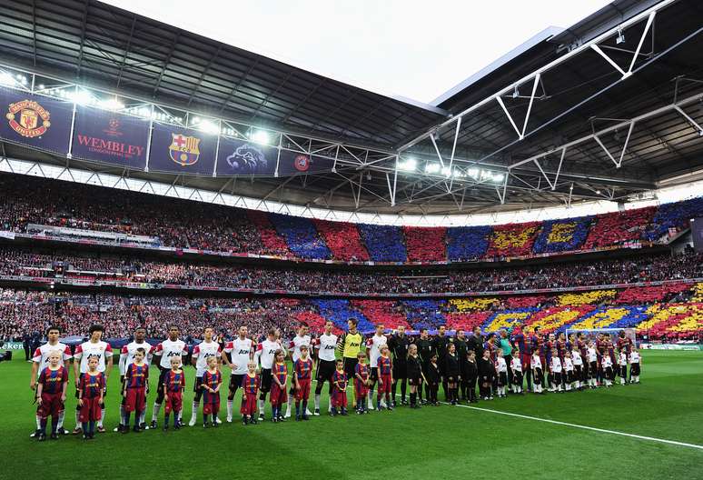 <p>&Uacute;ltima final europeia em Wembley foi em 2011, com vit&oacute;ria do Barcelona sobre o Manchester United</p>