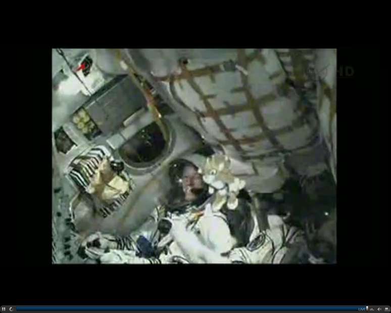 <p>Bichos de brinquedo, pendurados na cabine, acompanharam os astronautas na viagem ao espaço</p>