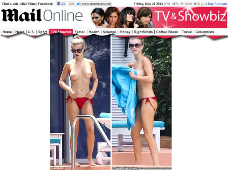 <p>De topless, Joanna Krupa aproveitou o sol de Miami</p>