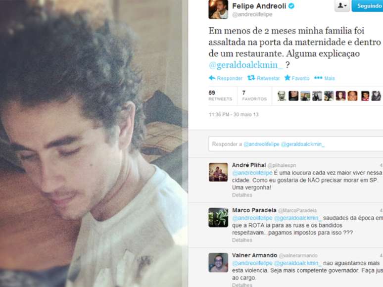 <p>Felipe Andreoli estava no restaurante com sua família e publicou sobre o arrastão em redes sociais</p><p> </p>