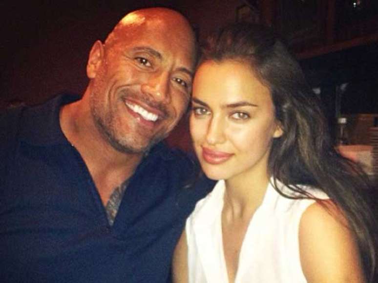 <p>Irina Shaik com o astro de longas-metragens de ação Dwayne Johnson, que atuará com ela em Hercules</p>