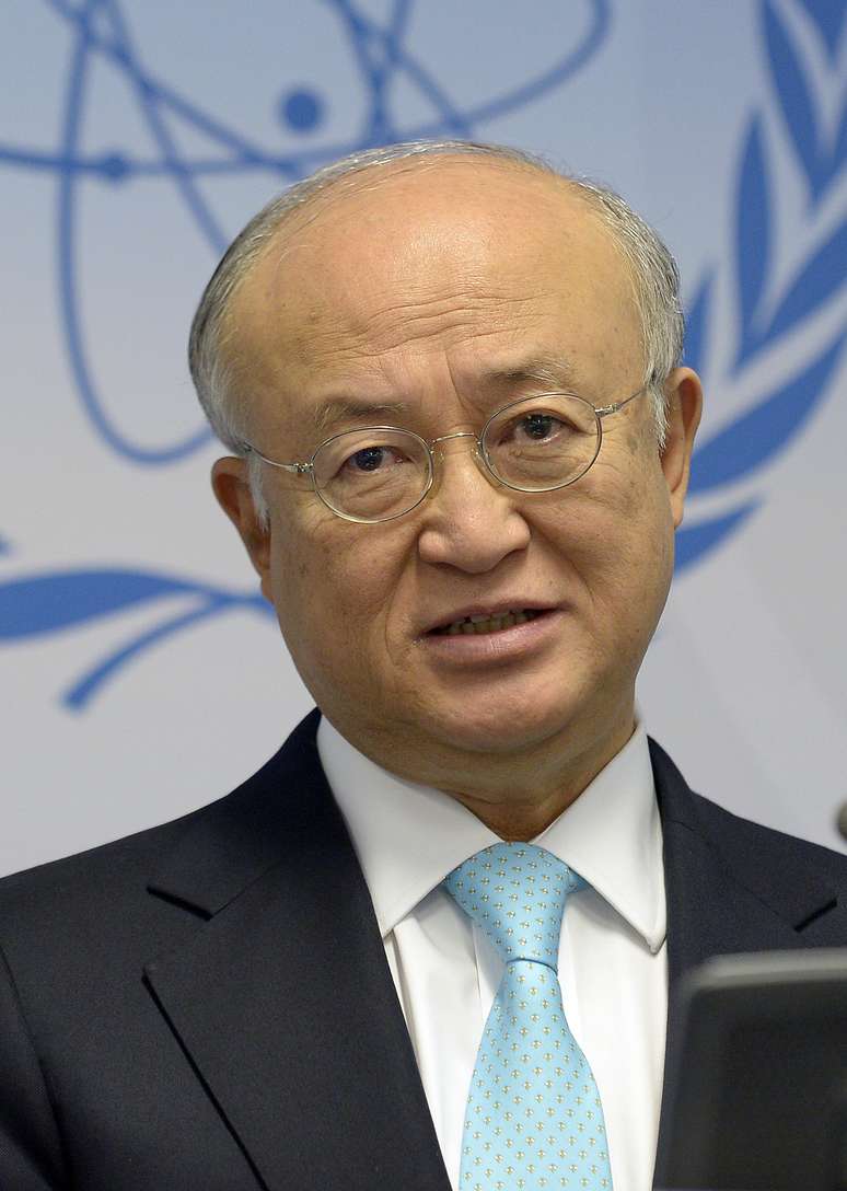 Yukiya Amano, diretor-geral da AIEA, durante uma coletiva de imprensa