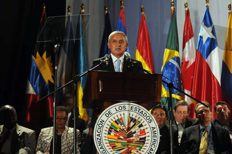 Anfitrião, o presidente Otto Pérez Molina discursou na abertura da Assembleia Geral da Organização dos Estados Americanos (OEA)