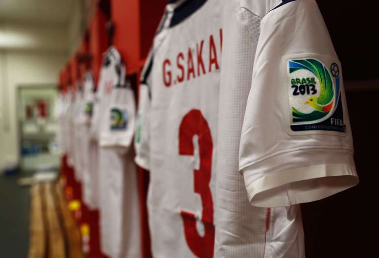 Antes da partida entre Itália x Japão as camisas dos jogadores ficaram organizadas nos vestiários da Arena Pernambuco