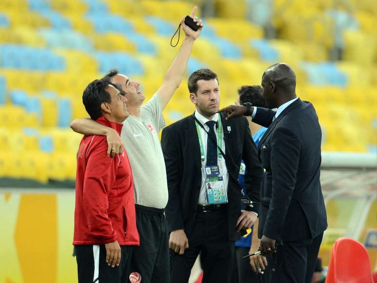 <p>A seleção do Taiti realizou treino no Maracanã, nesta quarta-feira (19), no Rio de Janeiro. Os jogadores ficaram impressionados com a estrutura do estádio, que é considerado um dos mais importantes da história do futebol</p>