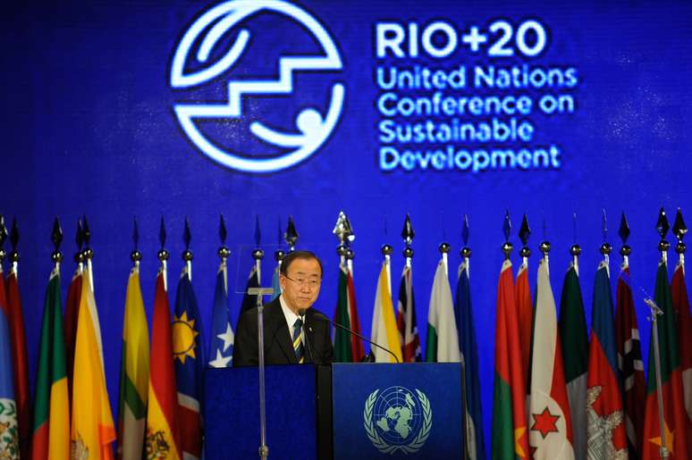 O secretário-geral da Organização das Nações Unidas (ONU), Ban Ki-moon, durante cerimônia de encerramento da Rio+20