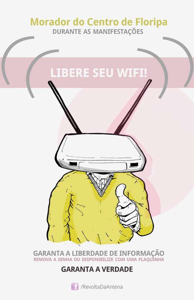 Campanha pede que moradores liberem o acesso a suas redes de internet sem fio