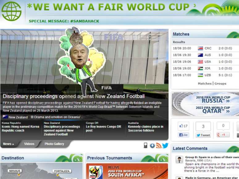 <p>Blatter dan&ccedil;a fantasiado&nbsp;em site falso da Fifa</p>