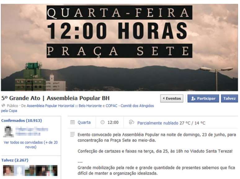 <p>Assembleia Popular promete marcha at&eacute; Mineir&atilde;o; #Vemprarua ainda n&atilde;o definiu rota</p>