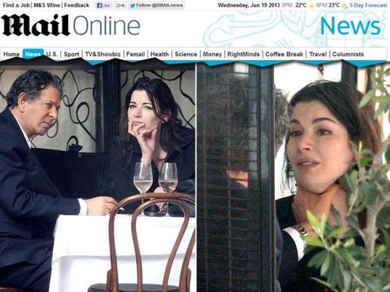 <p>A chef Nigella Lawson foi vista em restaurante londrino sendo agredida pelo marido Charles Saatchi</p>