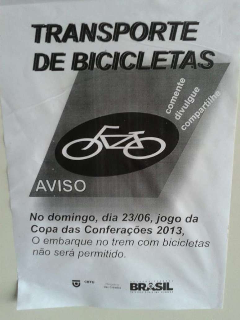 Suzy Domingos postou foto do of&iacute;cio criticando o metr&ocirc; do Recife e pediu o direito de levar sua bicicleta diariamente nos trens do metr&ocirc;