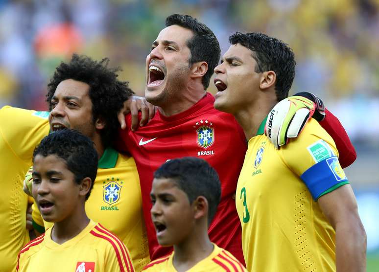 <p>Cantar Hino Nacional até o final mesmo sem melodia virou marca da Seleção na Copa das Confederações  </p>