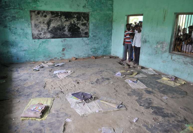 Sala de aula de Chapra onde as merendas contaminadas foram distribuídas, no Estado indiadno de Bihar