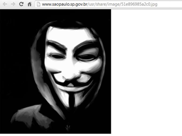 Foto de máscara símbolo do grupo Anonymous ficou no ar por mais tempo do que a notícia - estava disponível até 11h