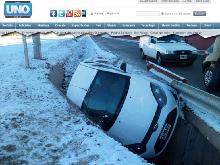 Acúmulo de neve nas estradas causou acidentes