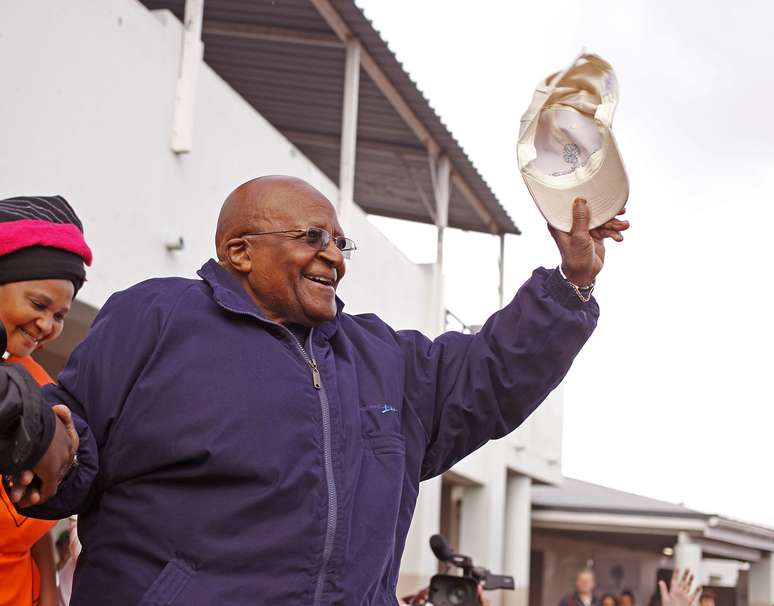 O arcebispo Desmond Tutu durante as celebrações do aniversário de Nelson Mandela, em 18 de julho, na Cidade do Cabo