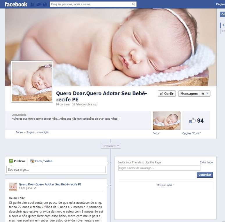 <p>Página que oferecia bebês para adoção foi retirada do ar</p>