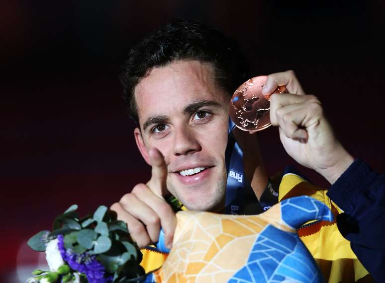 <p>Thiago Pereira conquistou nesta quinta-feira a oitava medalha para o Brasil o Mundial de Esportes Aquáticos de Barcelona ao receber o bronze nos 200 m medley</p>