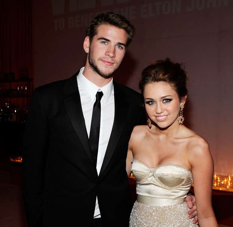 <p>Miley e o ex-noivo, Liam Hemsworth</p>
