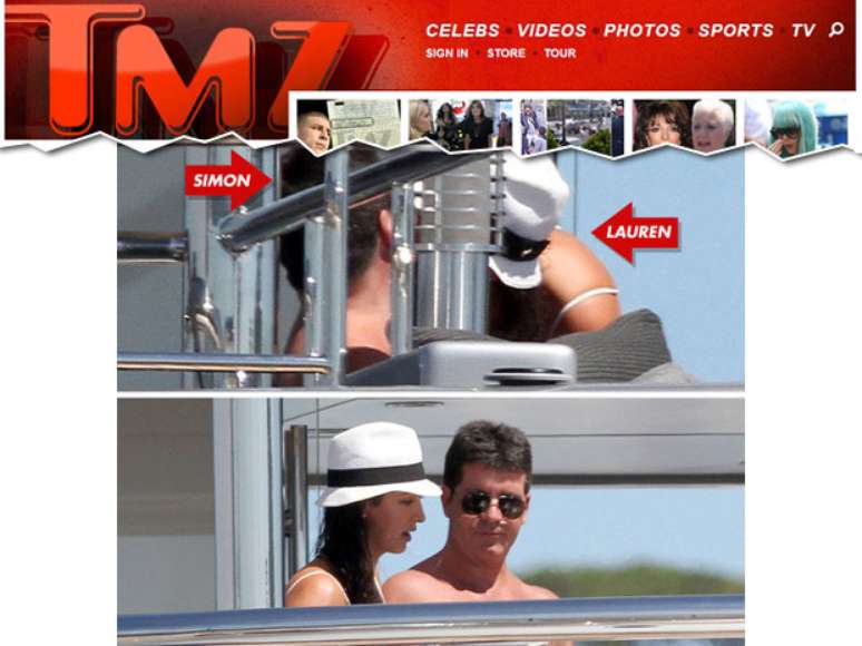 <p>Simon Cowell beija mulher do amigo em foto feita em agosto de 2012</p>