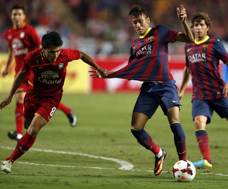 <p>Neymar foi titular pela primeira vez com a camisa do Barcelona</p>
