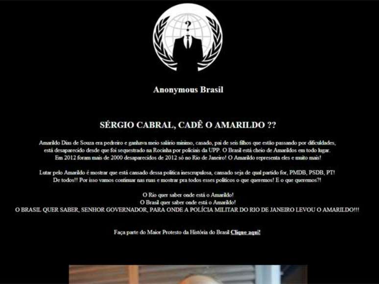 <p>Hackers pedem resposta sobre o desaparecimento do pedreiro Amarildo em ataque à página do PMDB</p>