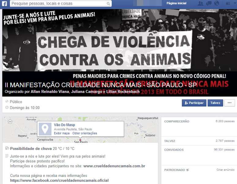 <p>Manifestação foi convocada pelo Facebook</p>